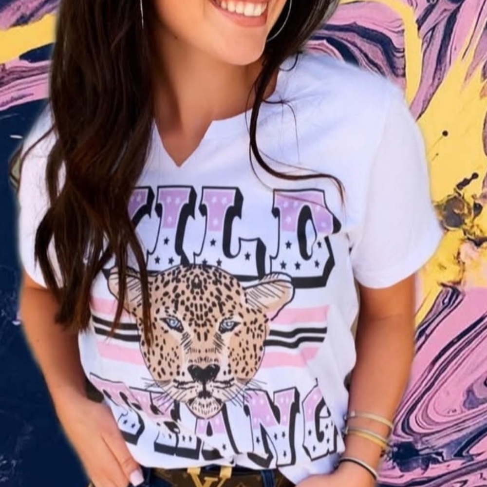 Wild Thang Leopard Tee Rhinestone Eyes